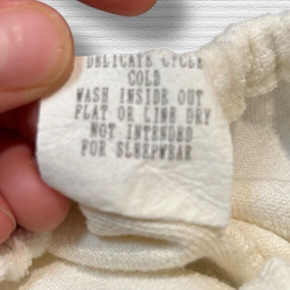 Vintage Baby Girl Pants 6M Ivory Cotton Velour Lace Trim Made in USA - Picture 4 of 5